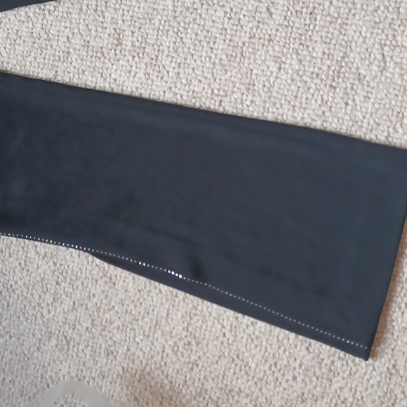 Holiday studded pants with slit in legs back zipper flare 100 polyester size 38 - Picture 3 of 12